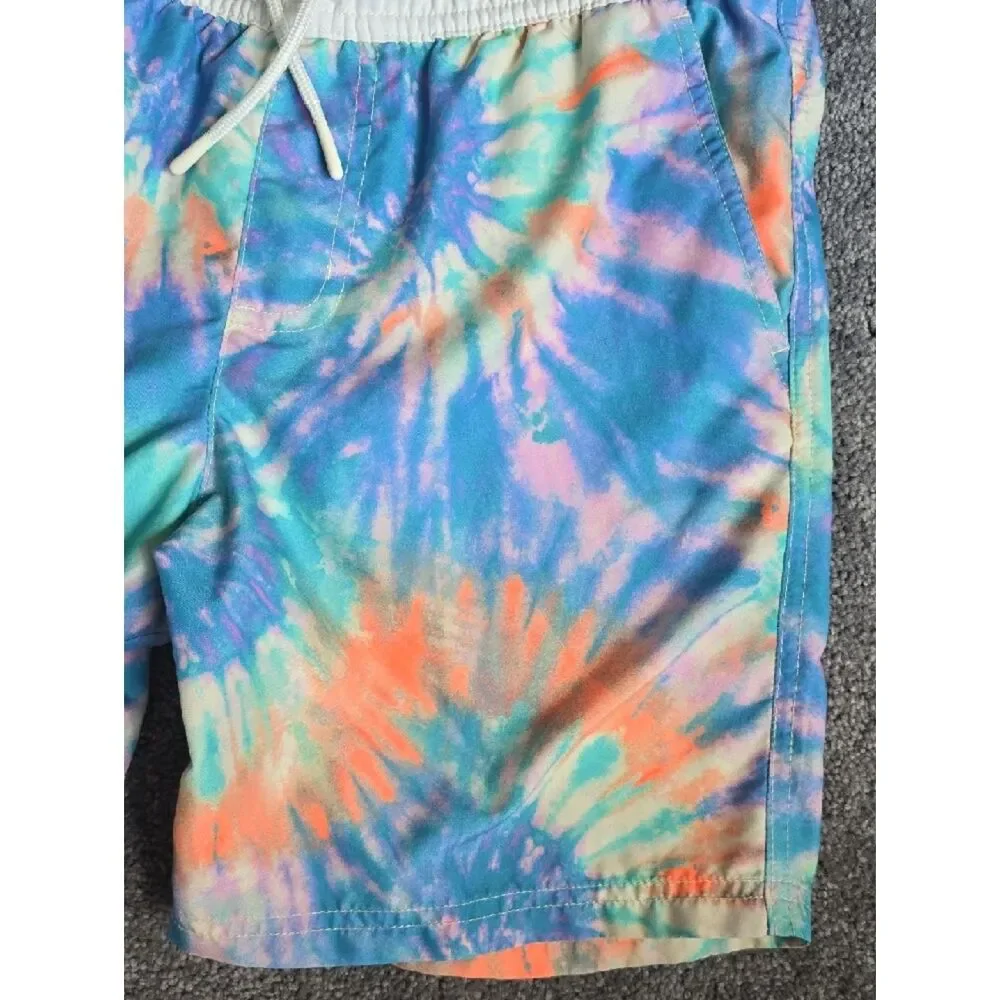 Kids Boys Size XL 14 Tie-Dye Swim Trunks Elastic Waist Shorts - Multicolor